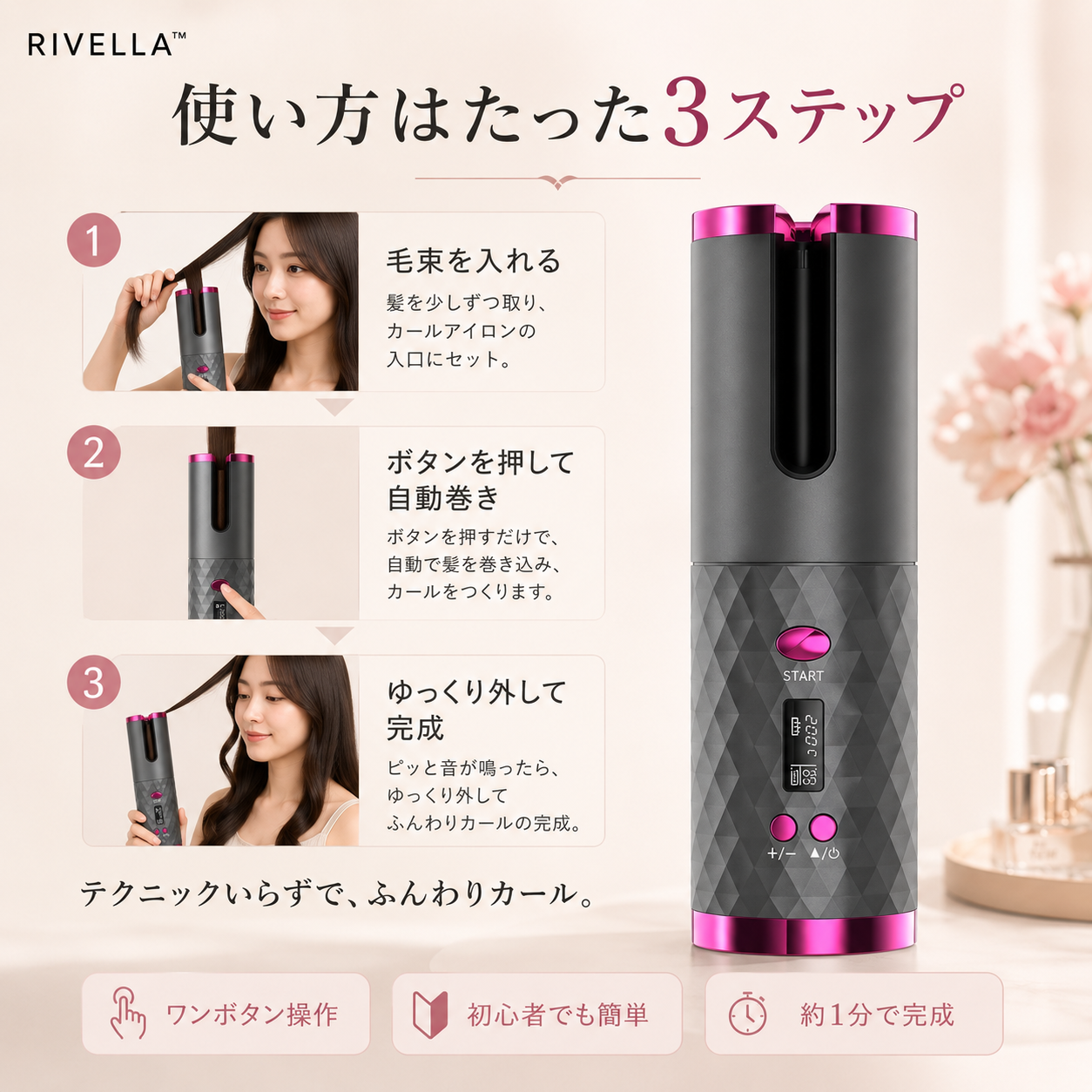 RIVELLA™ USB充電式カールアイロン