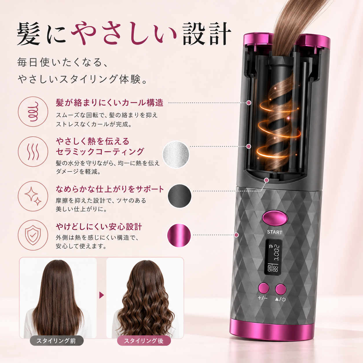 RIVELLA™ USB充電式カールアイロン