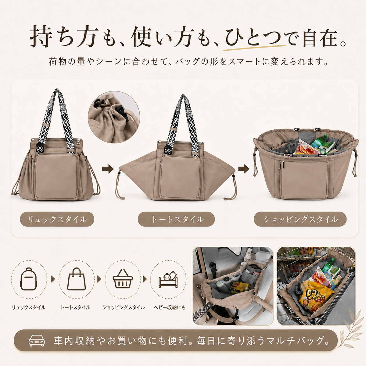 Rivella™ 軽量多機能マザーズバッグ