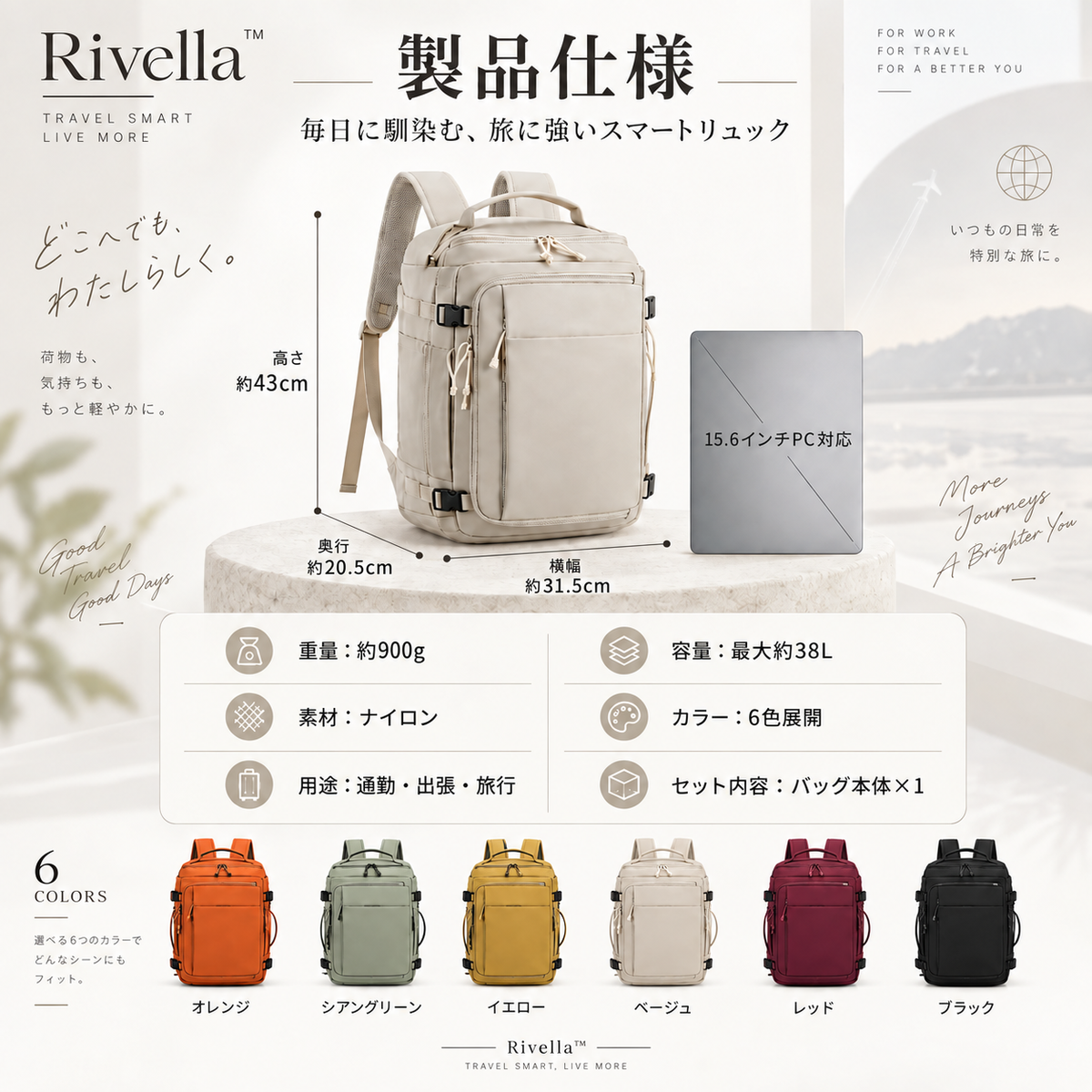 Rivella™ トラベルスマートリュック